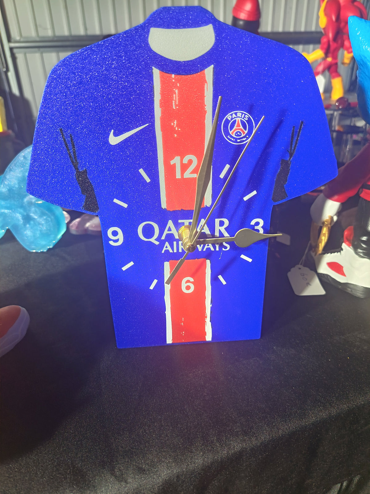 Horloge murale maillot PSG 3D imprimée 24 cm bleu rouge blanc