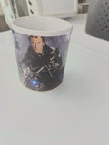 Tasse céramique Johnny Hallyday portrait cuir noir moto rock