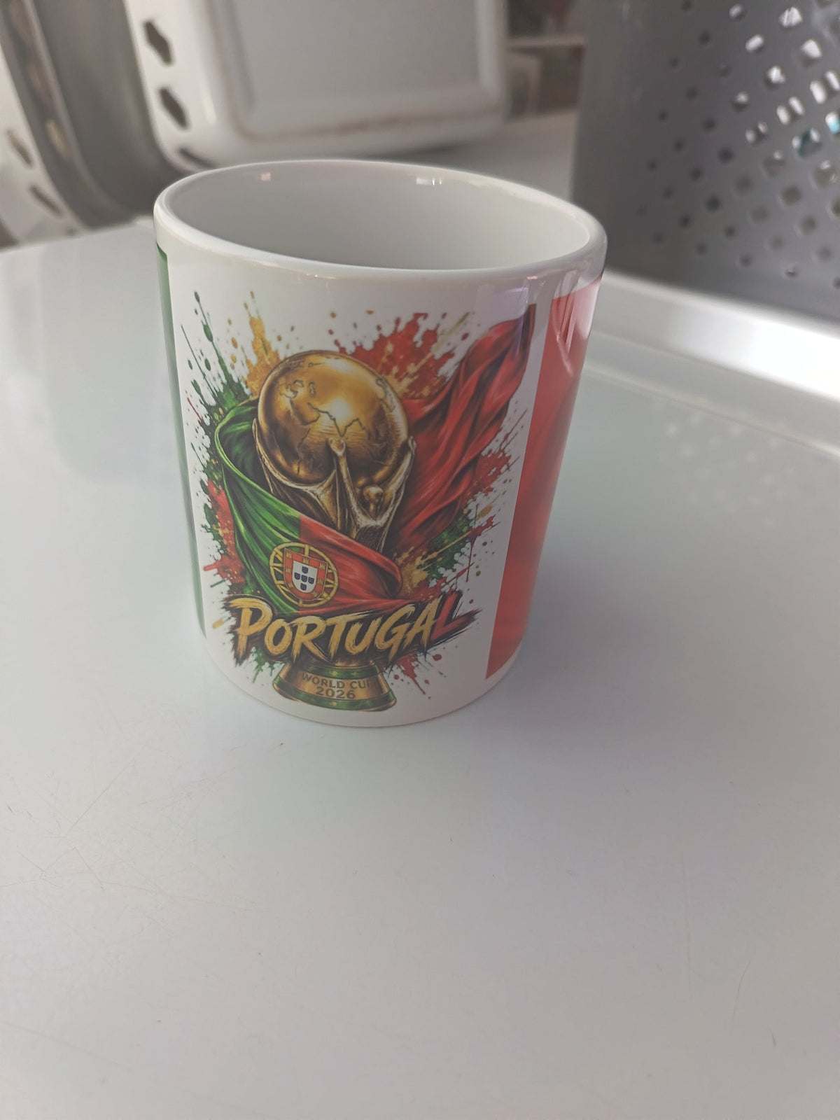 Tasse céramique Portugal World Cup coupe dorée drapeau vert rouge