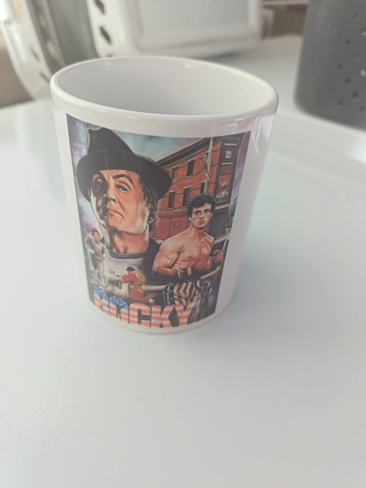 Tasse céramique Rocky Balboa portrait Sylvester Stallone logo américain