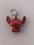 Porte-clé Stitch Angel sculpté en résine rouge bordeaux brillant avec chaînette argentée